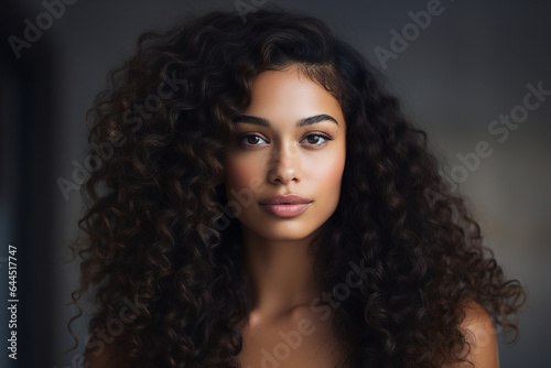 Generative AI portrait of natural beauty perfect african american woman
