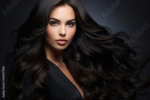 Generative AI picture of young attractive woman model with stunning flattering long hairstyle