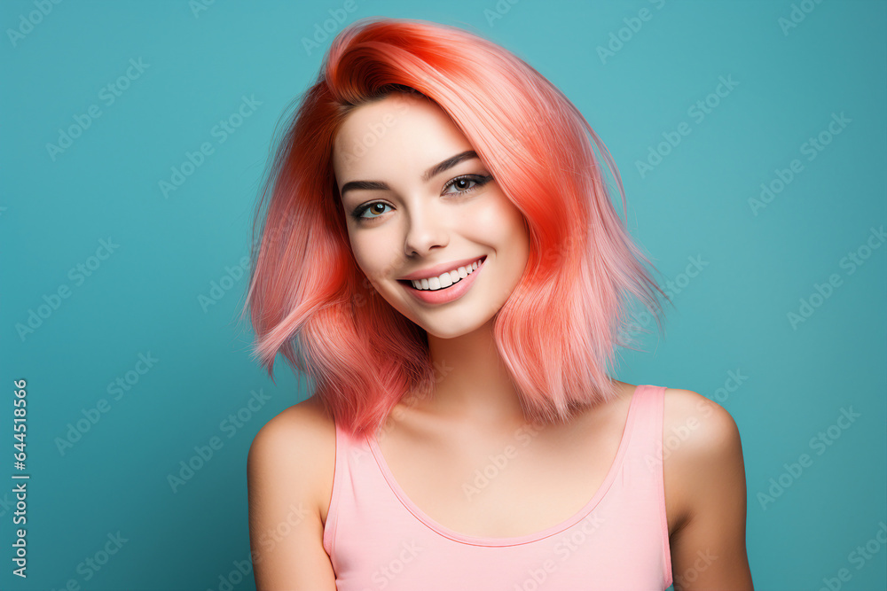 Young attractive woman isolated over background nice hair curls Generative AI technology Young attractive woman isolated over background nice hair curls Generative AI technology