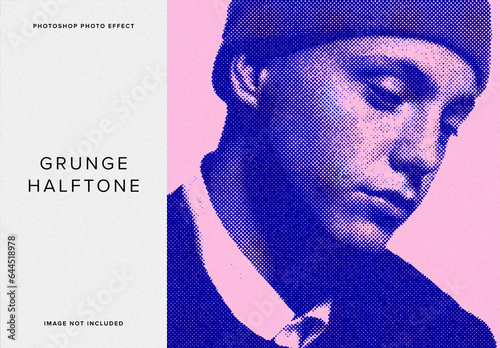 Grunge Halftone Photo Effect Mockup