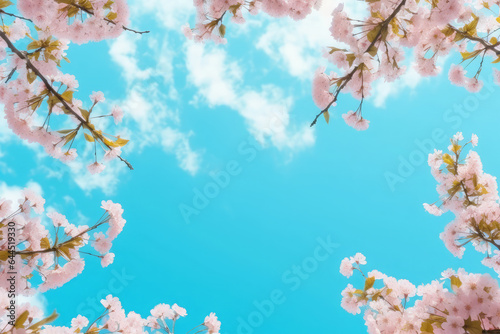 sakura branches one sky background