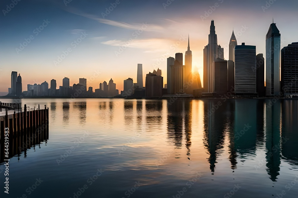 city skyline at night