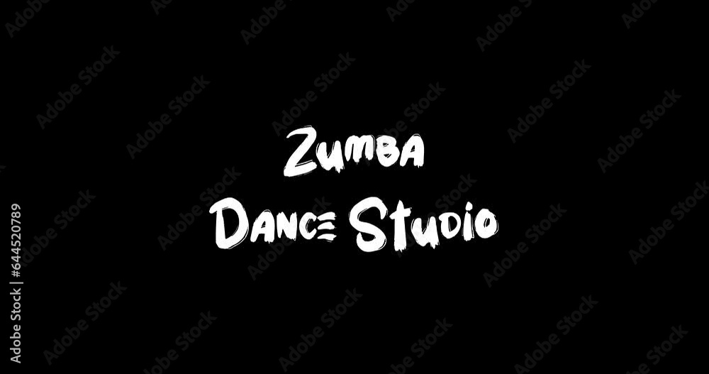 Zumba Dance Studio Effect of Grunge Transition Bold Text Typography Animation on Black Background Zumba Dance Studio Effect of Grunge Transition Bold Text Typography Animation on Black Background