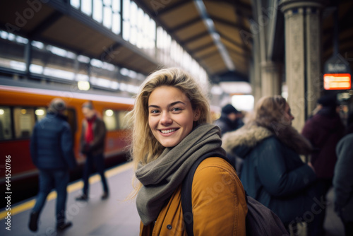 Young Dutch woman on Amsterdam train station
