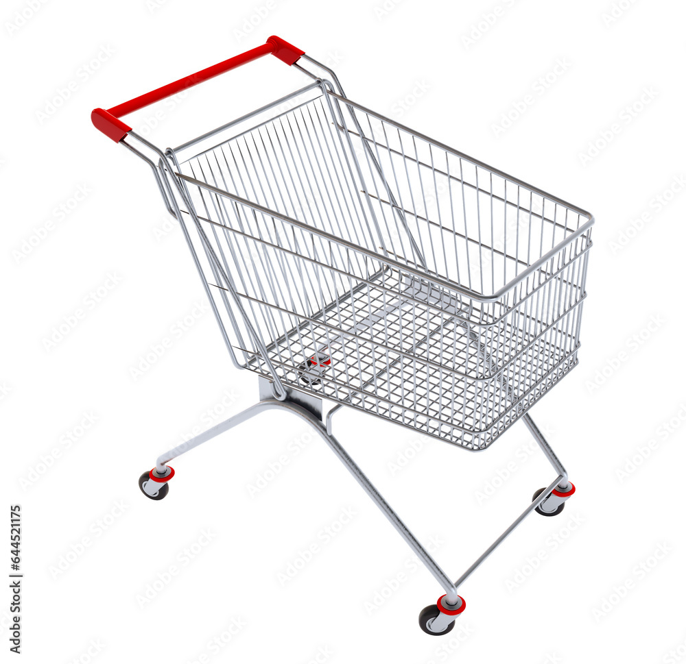 3D render of metal Shopping cart isolated on transparent background 3D render of metal Shopping cart isolated on transparent background