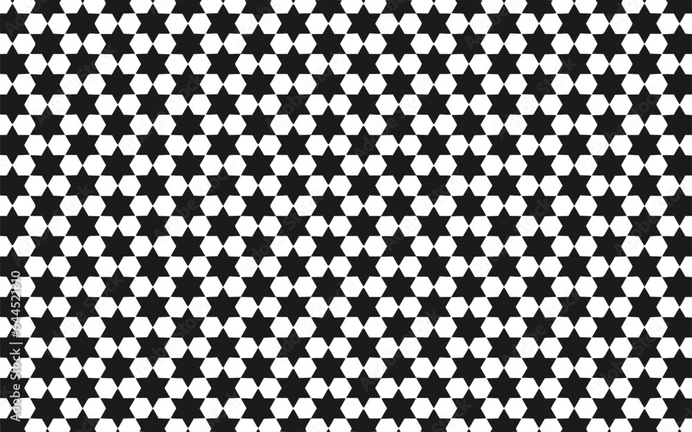 black and white seamless hexagrams pattern background vector infinity design. geometric design with hexagram shapes for wallpaper, decoration and printing 