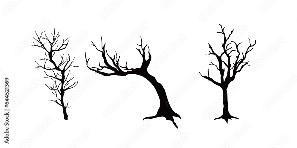 naked tree silhouette design. leafless plant illustration. nature vector background. naked tree silhouette design. leafless plant illustration. nature vector background.