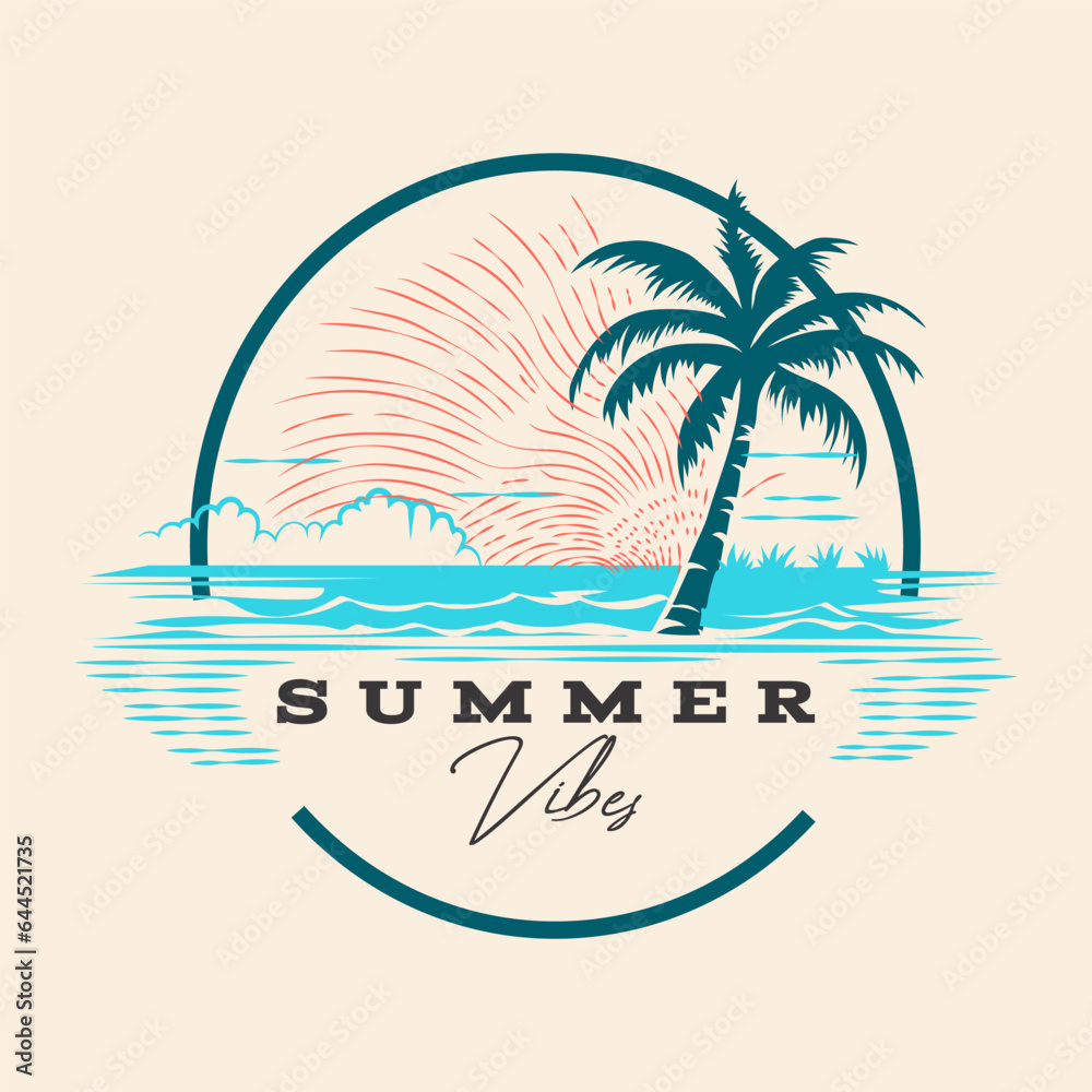 Summer Vibes Logo vector Stock Illustration Design