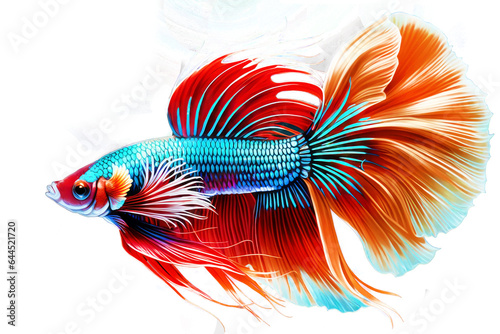 Colorful betta fish on transparent background.