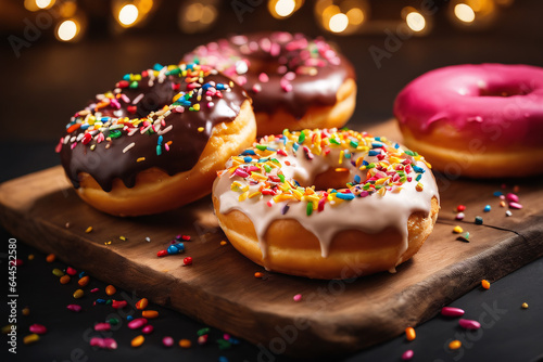Colorful glazed donuts. 