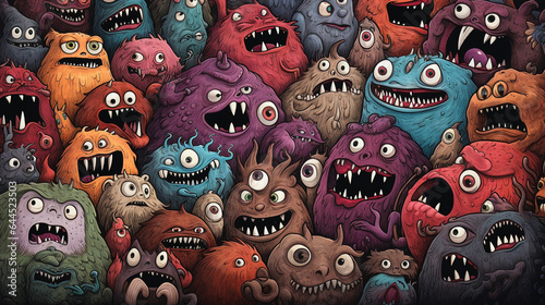 Curvy monsters drawn by heavy marker, seamless detail © AtoZ Studio