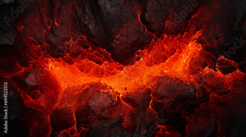 Lava on volcano background. Modified Ai generative image.