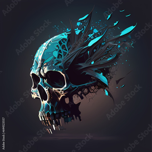 Skull illustration, multipurpose illustration, terrifying skull design.