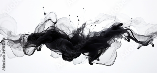 Spreading black ink in water, background.