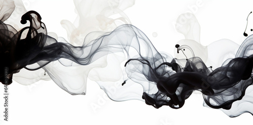 Spreading black ink in water  background.