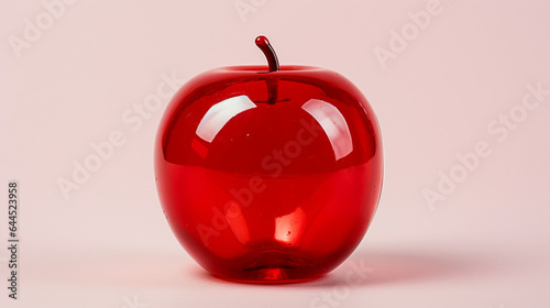 A toy plastic apple, half transparent. Modified Ai generative image.