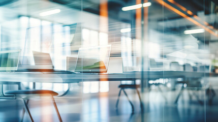 Abstract blurred office interior room. blurry working space with defocused effect. use for background or backdrop in business concept.