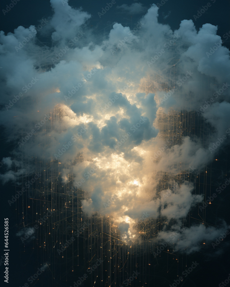Fototapeta premium Generative ai rappresentation of cloud data storage global service network