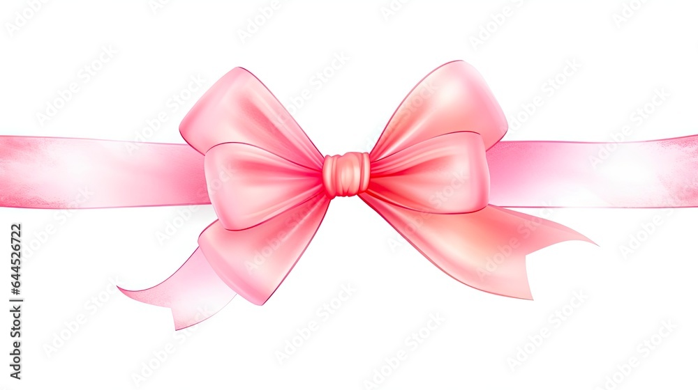 Watercolor Ribbon Banner and Bow on Isolated Background. Design Element for Greeting Cards, Logos or Decorative Illustrations.