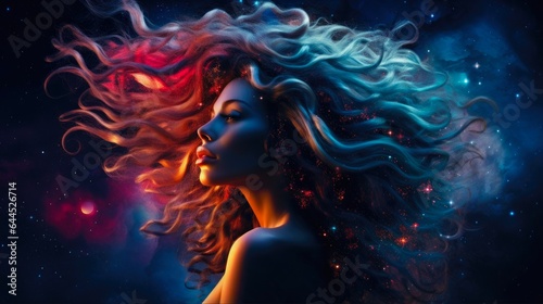 Universe Woman: Surreal Beauty Amidst the Galaxies, Hair Amidst the Stars and Eyes Trained on the Telescope