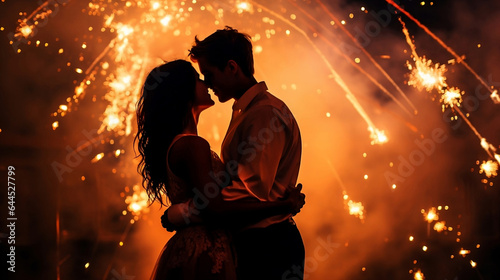 Captivating Photo of Brightly Burning Sparklers Surrounded by Bokeh Lights in Celebratory Atmosphere.