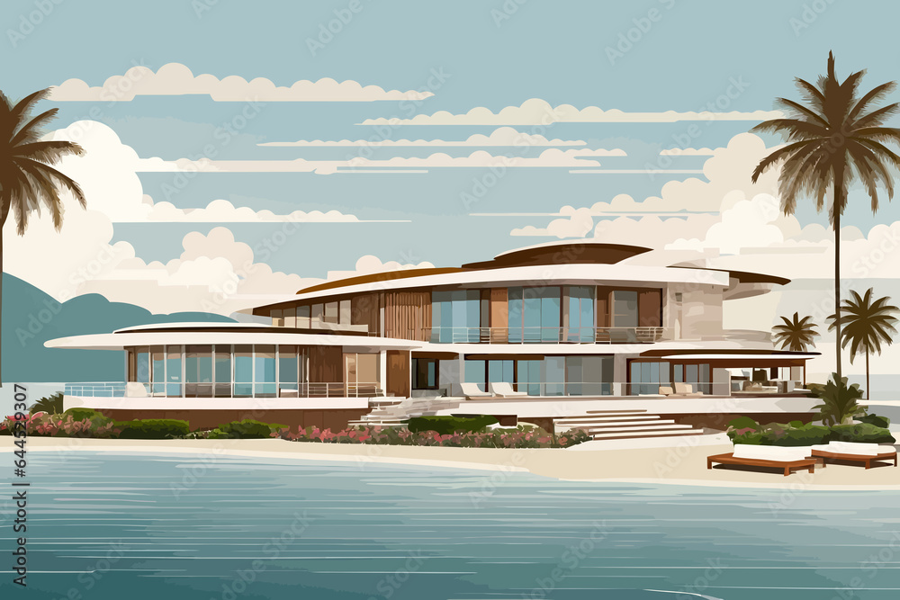 luxury resort in the south china sea illustration