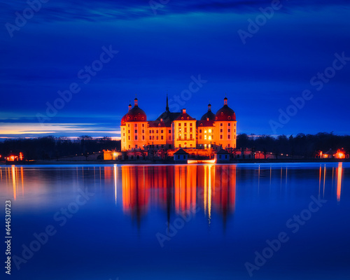 Barockschloss Schloss Moritzburg bei Dresden - Wasserschloss - Jagdschloss - Barock - Moritzburg Castle - Saxony, Germany, Europe - High quality photo 