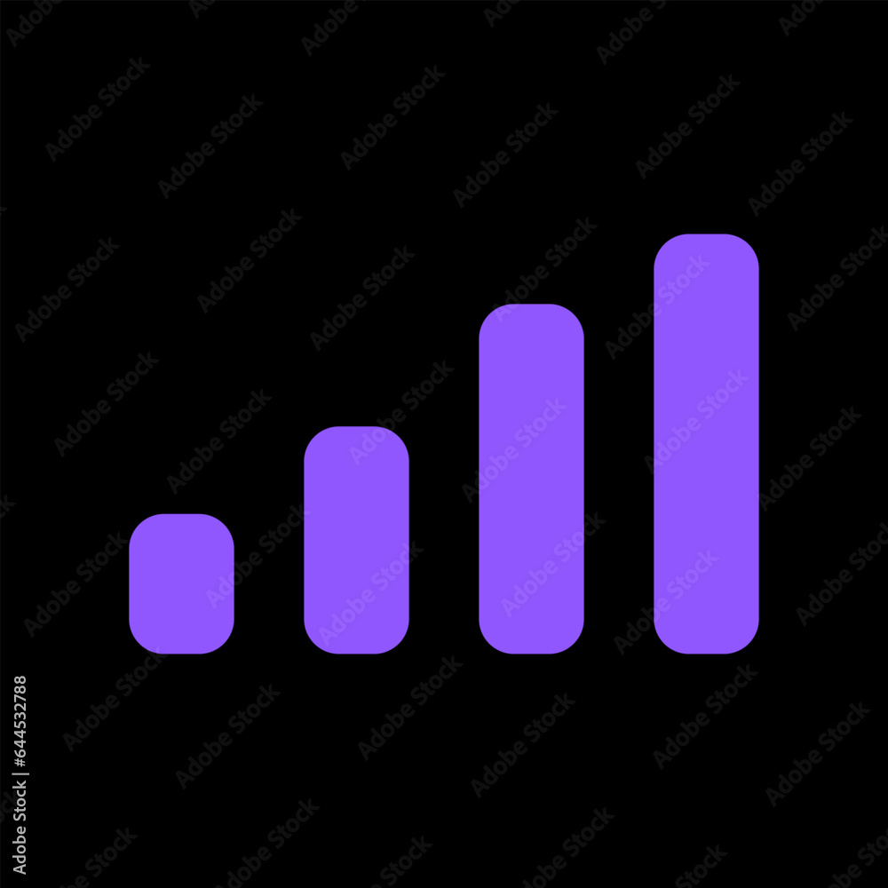 Cellular signal level gradient icon on black background. Mobile connection, mobile signal Cellular signal level gradient icon on black background. Mobile connection, mobile signal