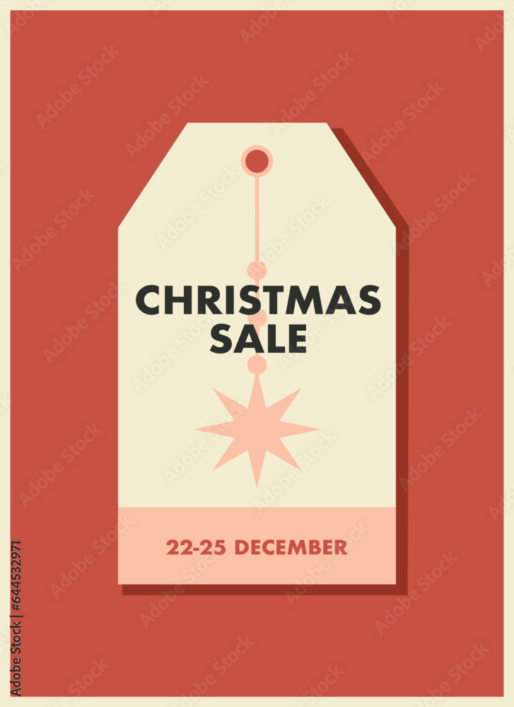 a poster about the Christmas sale in the form of a gift tag