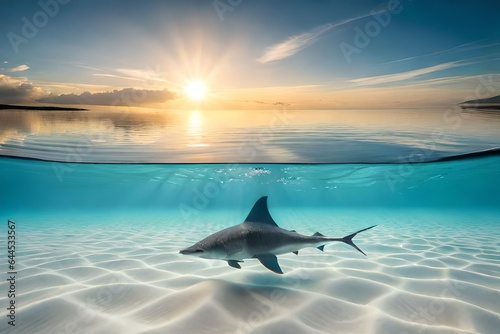 shark in the ocean Beautiful nature backgrounds, wallpapers, textures and landscapes generative AI