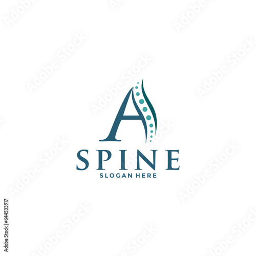 initial Letter A and spine logo vector, Chiropractic Logo design icon template