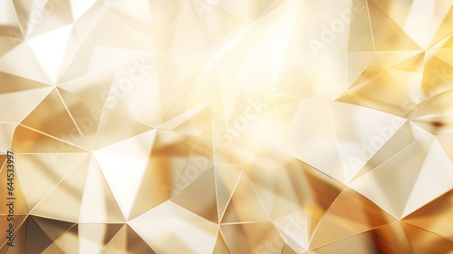 Abstract Background, Modern abstract Golden background Design with layers of white Textured transparent material in diamonds, triangles and squares in random geometric pattern,