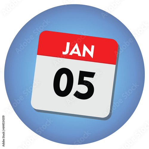 05 january icon with white background, calender icon