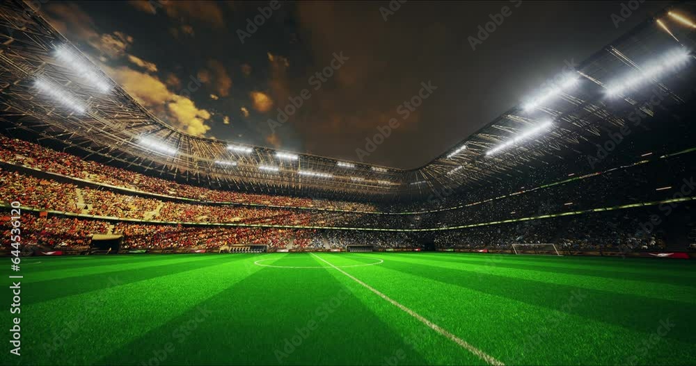 Stadium Arena. evening Light, animated crowd fans, Static camera, Sun , Flags and celebration Stadium Arena. evening Light, animated crowd fans, Static camera, Sun , Flags and celebration