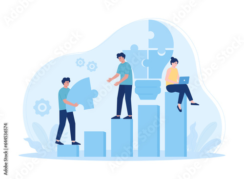 Business brainstorming, teamwork concept flat illustration