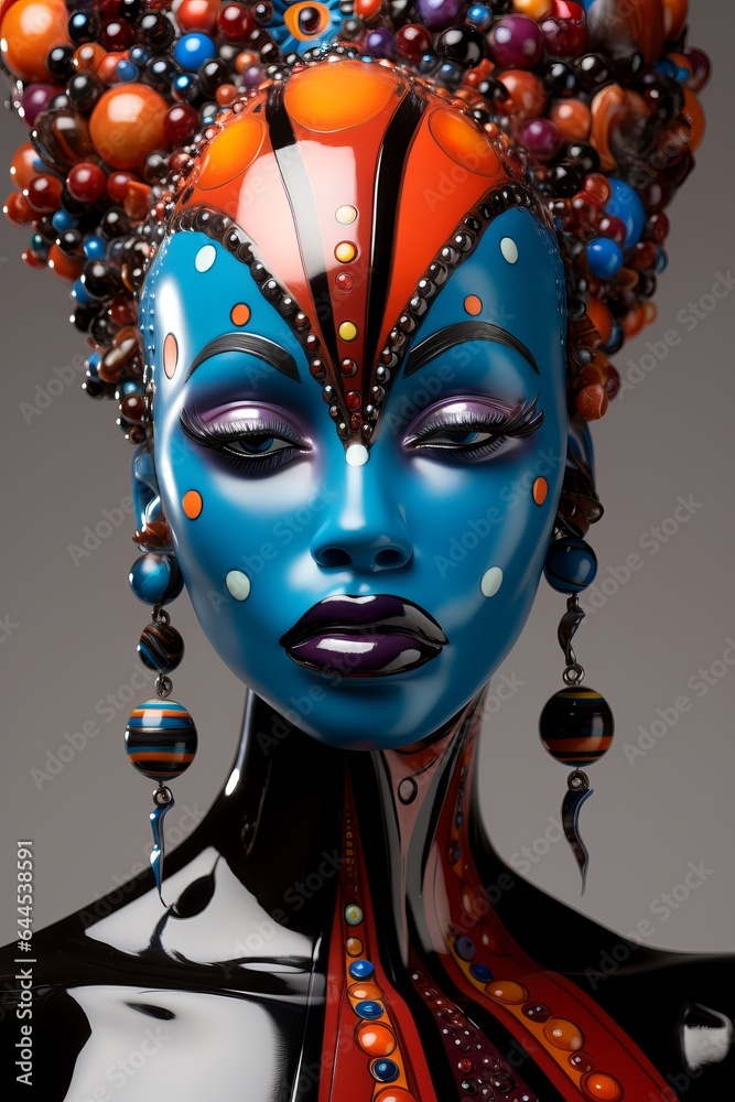 Portrait of a young, beautiful girl in the style of surrealism. multicolored makeup