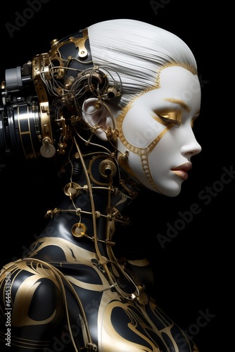 Robot girl. Mechanical Girl Surreal Portrait