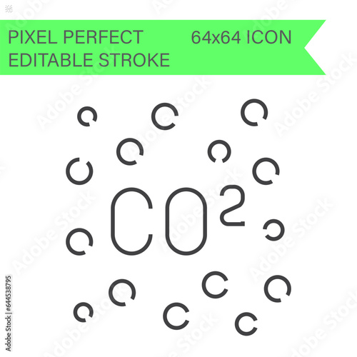 CO2 particles ecology icons .Editable Stroke. 64x64 Pixel Perfect.