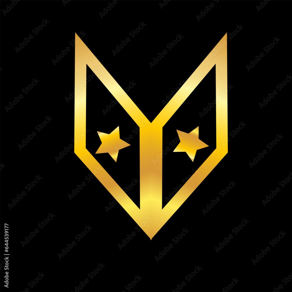 A polygon flag design with golden star A polygon flag design with golden star