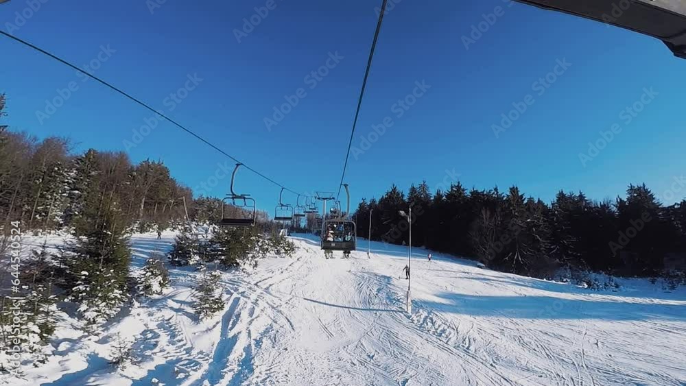 Skiing from the Summit: Ascending via chairlift to the mountain's peak, I hit the slopes under clear skies amidst snow-clad peaks. Skiing from the Summit: Ascending via chairlift to the mountain's peak, I hit the slopes under clear skies amidst snow-clad peaks.
