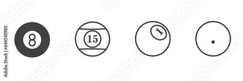 Icon set of billiard balls flat vector . Billiard symbol. Flat style sign for mobile concept and web design. Billiard balls symbol illustration