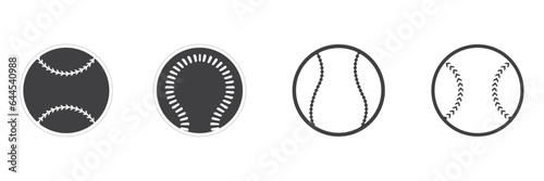 Leisure flat icon, Baseballs flat icons,  illustration of a baseball in flat styles from simple black and white, Softball. Vector silhouette. Vector icon isolated
