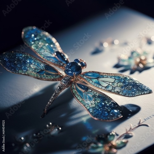 dragonfly on a leaf. Generative AI © Creative Sky
