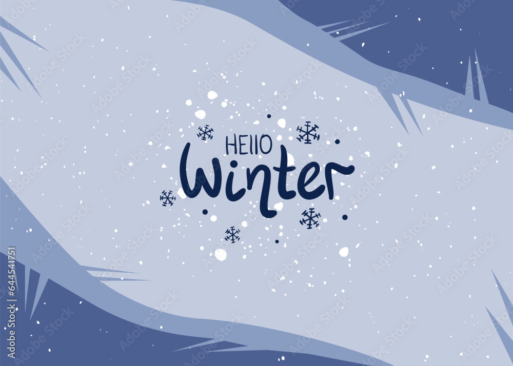 hello winter background wallpaper stories banner snow blue your text place for text template simple web texture social media design pattern print target smm lettering fonts brush art spot christmas