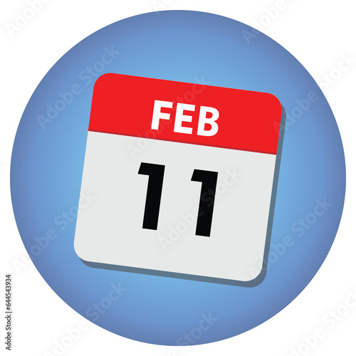 11 february icon with white background, calender icon