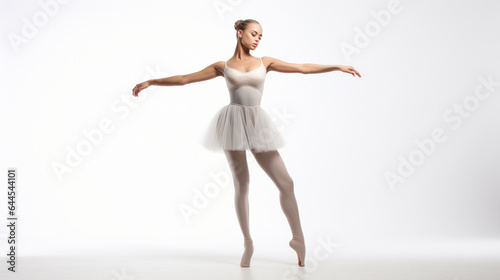 Photo of a graceful ballerina in a white tutu posing for a captivating picture