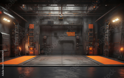 Industrial TV show backdrop. Ideal for virtual tracking system sets. 3D rendering © MUS_GRAPHIC