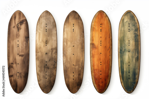 Vintage wooden fishboard surfboard isolated on white background photo