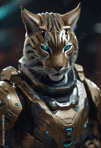 Warrior tiger, futuristic armor