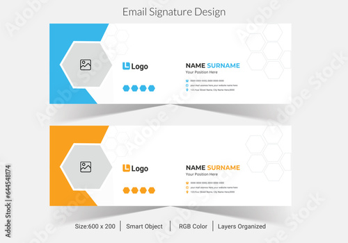 Modern creative business email signature template or email footer and personal social media cover Premium Vector,Email signature template design bundle. Corporate mail business email signature vector 
